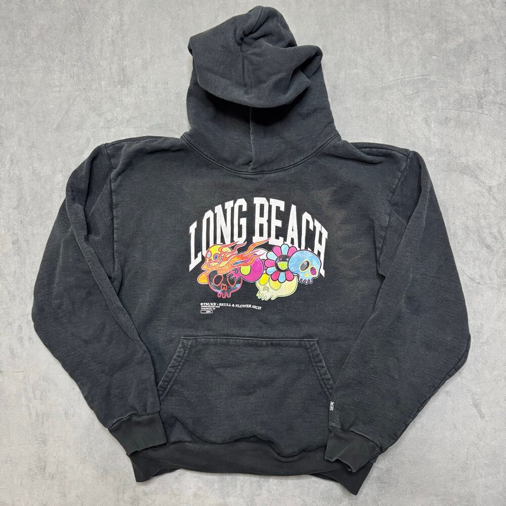 Takashi Murakami x Complexcon Skulls & Flower Wordmark Hoodie Black Size Medium